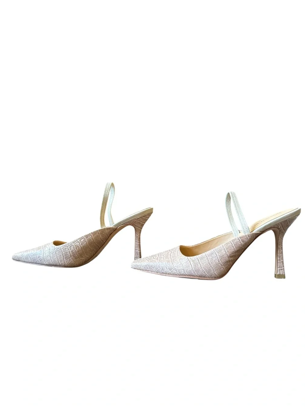 Donald Pliner Women’s Rose Gold Croc-Embossed Slingback Heels size 9.5